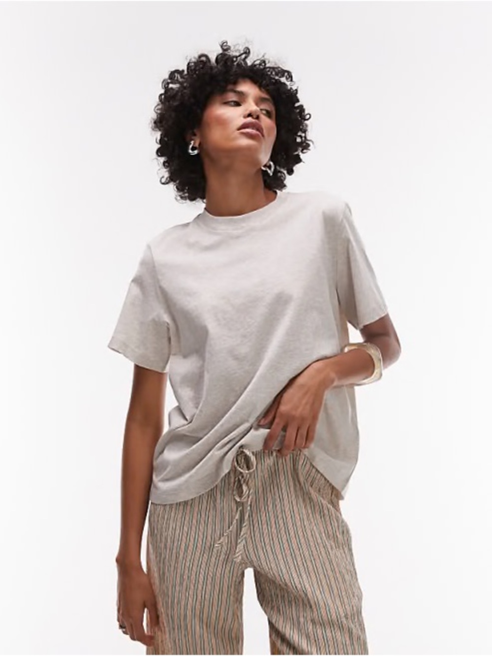 & Other Stories Relaxed Crew Neck Tee in Light Beige